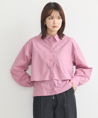 earth music&ecology ロールアップスリーブボクシーシャツ Purple