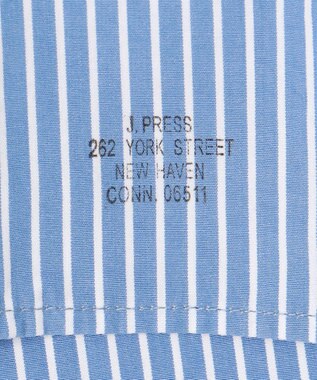 J.PRESS MEN パッチフラップ マルチストライプ バンドカラーシャツ サックスブルー系1