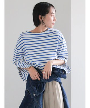 Te chichi ショルダー釦ボーダーカットソー