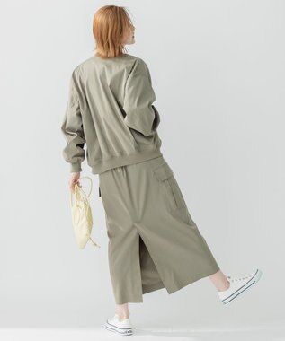 23区 【洗える】テンセルナイロンストレッチ カーゴ スカート オリーブ系