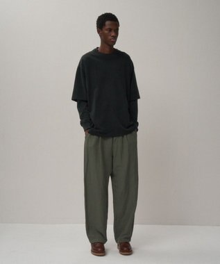 ATON COTTON LINEN VOILE | ルーズフィットパンツ - UNISEX KHAKI