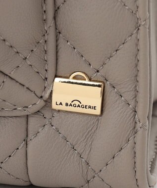 LA BAGAGERIE シープキルトWストラップスクエアショルダー グレージュ