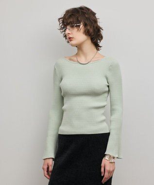 GRACE CONTINENTAL アイレットリブニットトップ