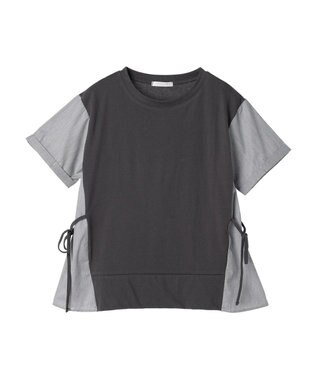 Green Parks 脇リボン５分袖布帛ドッキングプルオーバー Gray