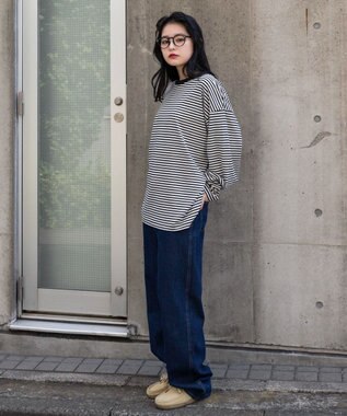 WEGO ワイドスリーブボーダーT（長袖） ブラックボーダー