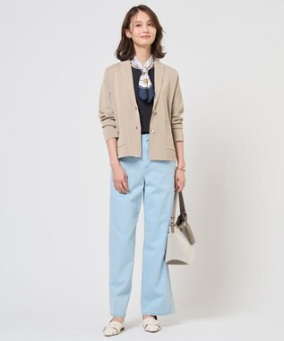 J.PRESS LADIES S Cotton Acetate ニット ジャケット ベージュ系