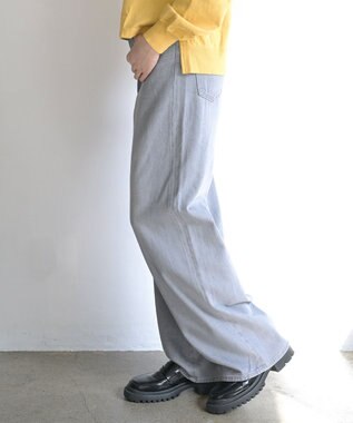 caqu スッキリ足長効果 ハイライズバギーシルエットデニム gray used