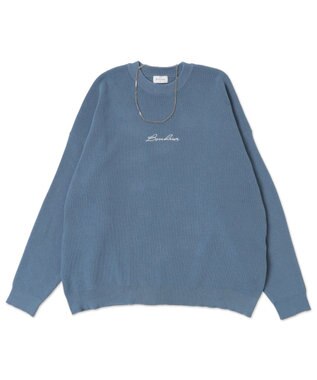 WEGO 【2点SET】アクセ付きワンポイントニットプルオーバー サックス