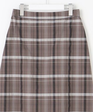J.PRESS LADIES L 【洗える】シアーチェック スカート ブラウン系