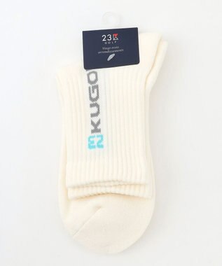 23区GOLF 【MEN】縦ロゴ 15センチ丈ソックス ホワイト系