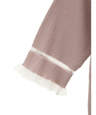 earth music&ecology ポイントシアーフリルニットプルオーバー Pink Beige