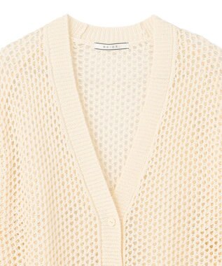 BEIGE， 【洗える】ALOE / コットンメッシュVネックミドル丈カーディガン Ecru