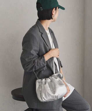 russet レザー巾着4WAYショルダーバッグ(CE-1454) Silver