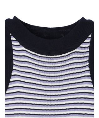 Green Parks デザインヘム配色ニットタンクトップ Blue