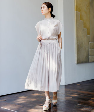 組曲 【大人気シリーズ】ギャザーライトデシン ブラウス ベージュ系