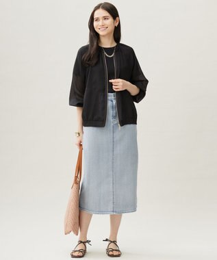 自由区 【洗える】ウスカルデニムAライン スカート ライトインディゴ