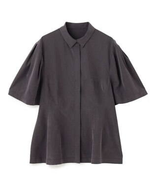 UNFILO L フィブリル ペプラムブラウス チャコール
