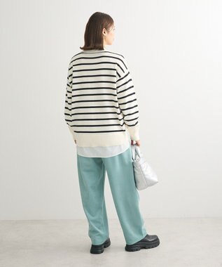 Green Parks もちやわモックネックニットプルオーバー Border