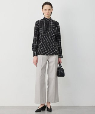 ICB L 【30th ANNIVERSARY】 ウィンドウペンプリント プルオーバーブラウス ブラック×アイボリー