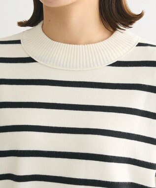 Green Parks もちやわモックネックニットプルオーバー Border