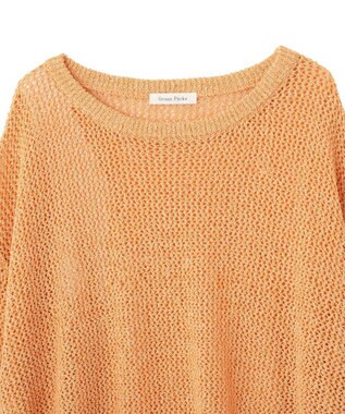 Green Parks サイドシャーリング透かし編みニットプルオーハ Orange