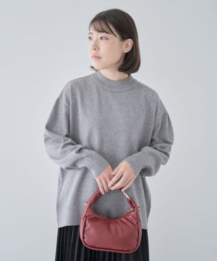 Green Parks もちやわモックネックニットプルオーバー Gray Mixture