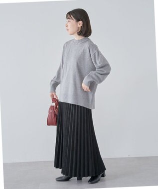 Green Parks もちやわモックネックニットプルオーバー Gray Mixture