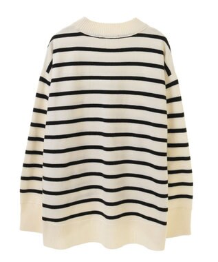 Green Parks もちやわモックネックニットプルオーバー Border