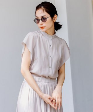 組曲 【大人気シリーズ】ギャザーライトデシン ブラウス ベージュ系