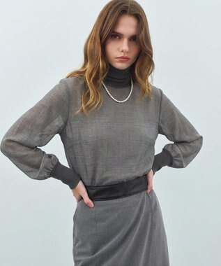 BEIGE， MOYE / ニットドッキング ロングスリーブブラウス Charcoal