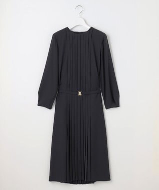 自由区 【洗える】ライトサテン ワンピース ネイビー系