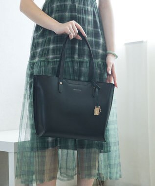 style code 【MERCURYDUO/マーキュリーデュオ】両アオリポケット サイド配色A4トートバッグ　 キーチャーム付 ブラック