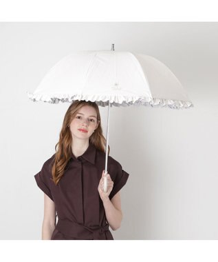 MOONBAT 【日傘】ポール & ジョー (PAUL & JOE　ACCESSOIRES) クリザンテームワンポイント フリル 雨の日OK スライド式 一級遮光 遮熱 UV
