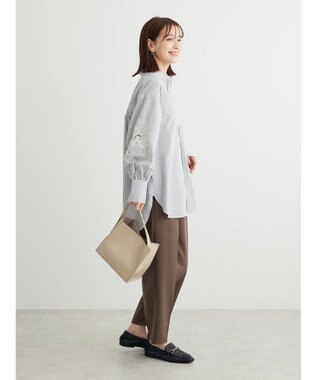 Green Parks 袖刺繍シャツチュニック Gray