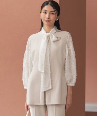 組曲 L 【KUMIKYOKU NAVY / 前後着用可】ヘアリーシフォン ブラウス アイボリー系