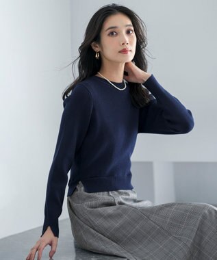 ANY SIS S ドッキングニット ワンピース ネイビー