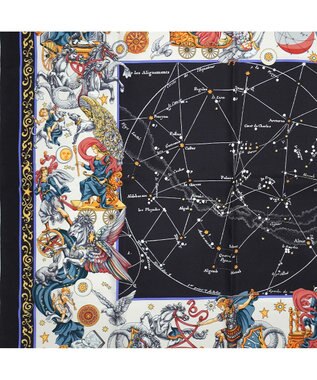 Marca ＜新柄！＞【伝統横濱スカーフ】星の神話 大判 シルクツイル スカーフ ブラック