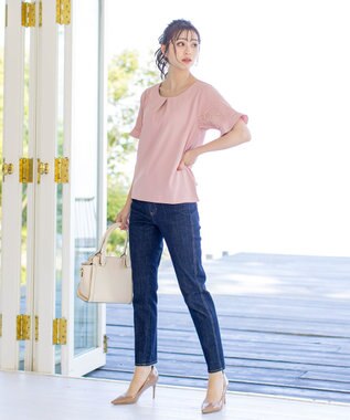 Tiaclasse 【新色追加・洗える】体型カバーも叶うレーススリーブブラウス ピンク