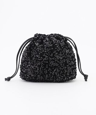 LA BAGAGERIE 【MONICA】スパンコール巾着ショルダー ブラック