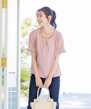 Tiaclasse 【新色追加・洗える】体型カバーも叶うレーススリーブブラウス ピンク