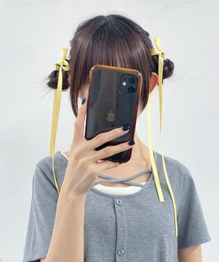 WEGO L2Pカラーロングリボンクリップ ライトイエロー