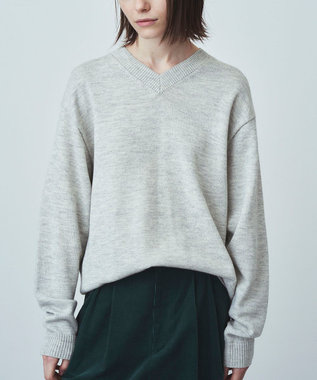 WOOL WASHI | Vネックセーター - UNISEX, GRAY, 02