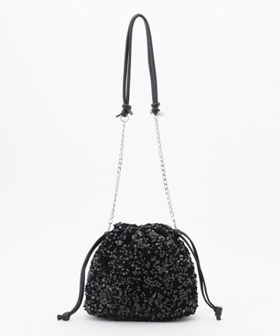 LA BAGAGERIE 【MONICA】スパンコール巾着ショルダー ブラック