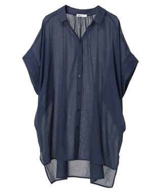 CRAFT STANDARD BOUTIQUE ヴィンテージボイルミルフィーユ襟付きシャツチュニック Deep Blue