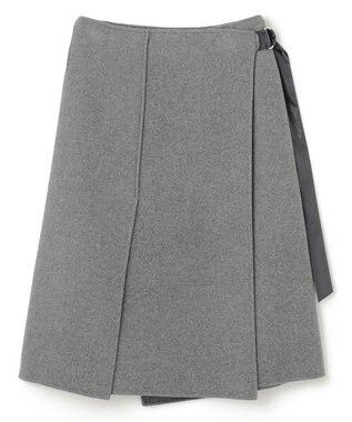 BEIGE， GRASSE / サテンベルト付きリバーラップスカート Md Gray