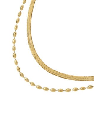 AMERICAN HOLIC 【ステンレス】スネーク2連ネックレス Gold