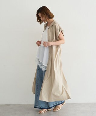 YECCA VECCA 【ORGABITS】タックシャツワンピース Beige