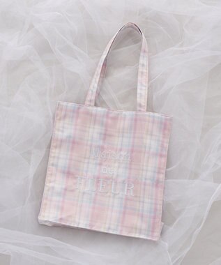 Maison de FLEUR ブランドロゴ刺繍チェックスクエアトート
