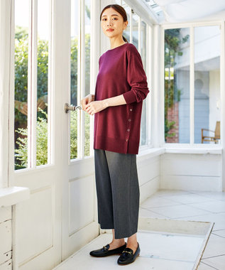 J.PRESS LADIES 【洗える】T/Rアルガンシルク ワイド パンツ グレー系