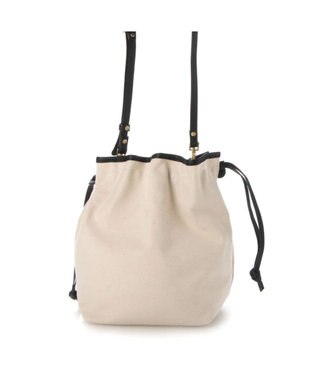 UNBILLION perche パラフィン防水キャンバスドロストショルダーバッグ アイボリーブラック